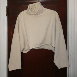 Oak + Fort Cropped Turtleneck Sweatshirt | Cream | Size M